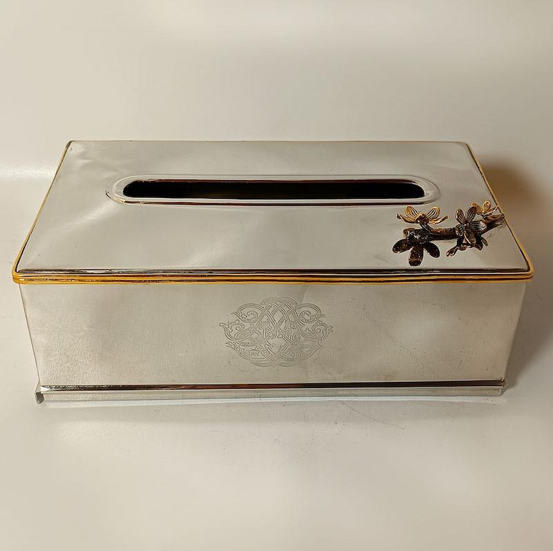  جا دستمالی استیل برنج گل هندی 