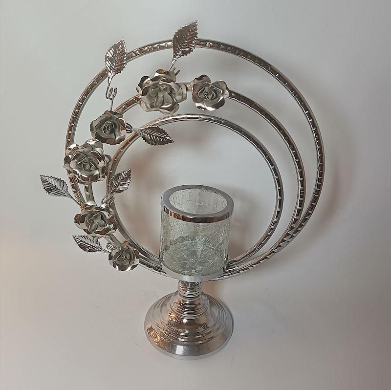   شمعدان سه حلقه رز ۴۰۳۲ نقره ای  