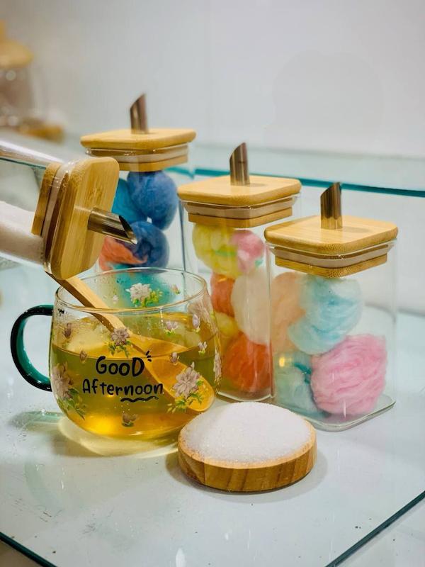 شکر ریز پیرکس ایرانی درب بامبو سرریز استیل 