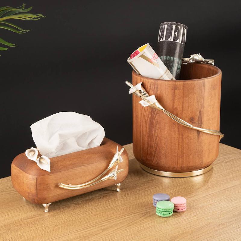 سطل دستمال چوبی شیپوری 