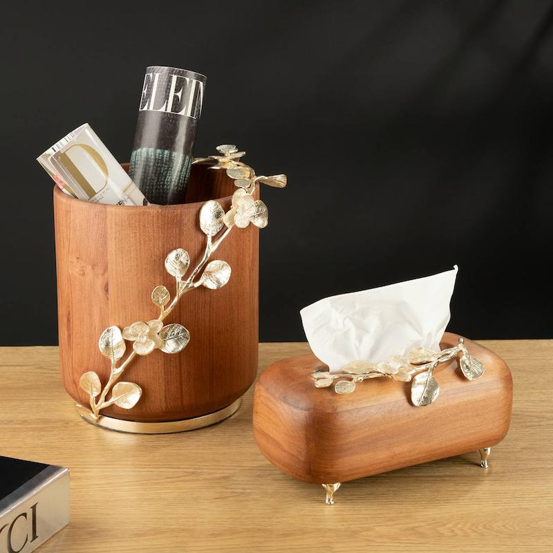 سطل دستمال چوبی ارکیده 