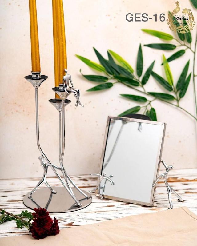 اینه و شمعدان مدل ژستو برنجی