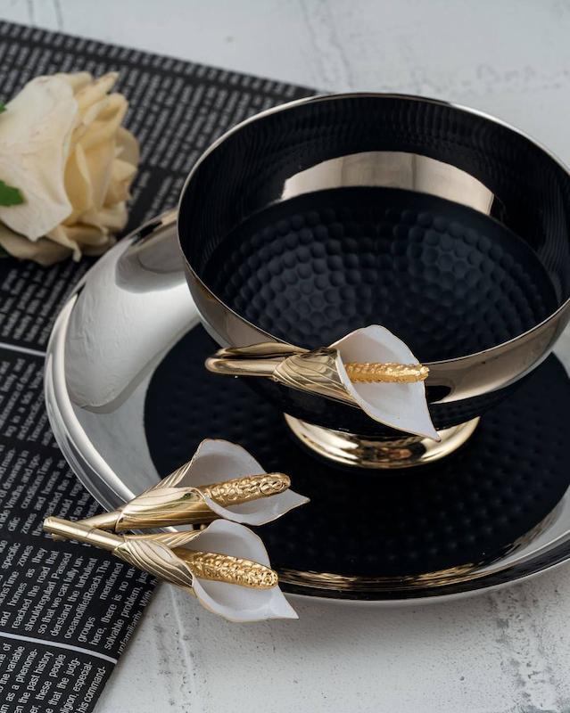 پیاله و پیش دستی مدل شیپوری برنجی