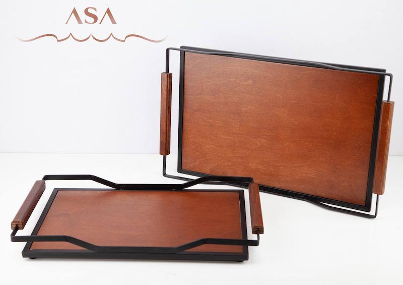 سینی مستطیل بزرگ و متوسط مشکی دیبا