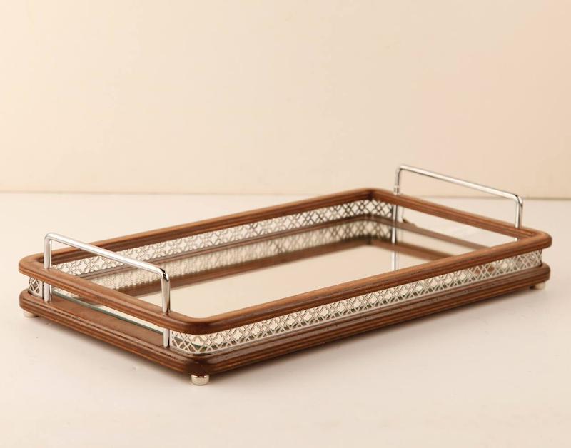 سینی آیینه ای مستطیل بزرگ و متوسط تابان سیلور