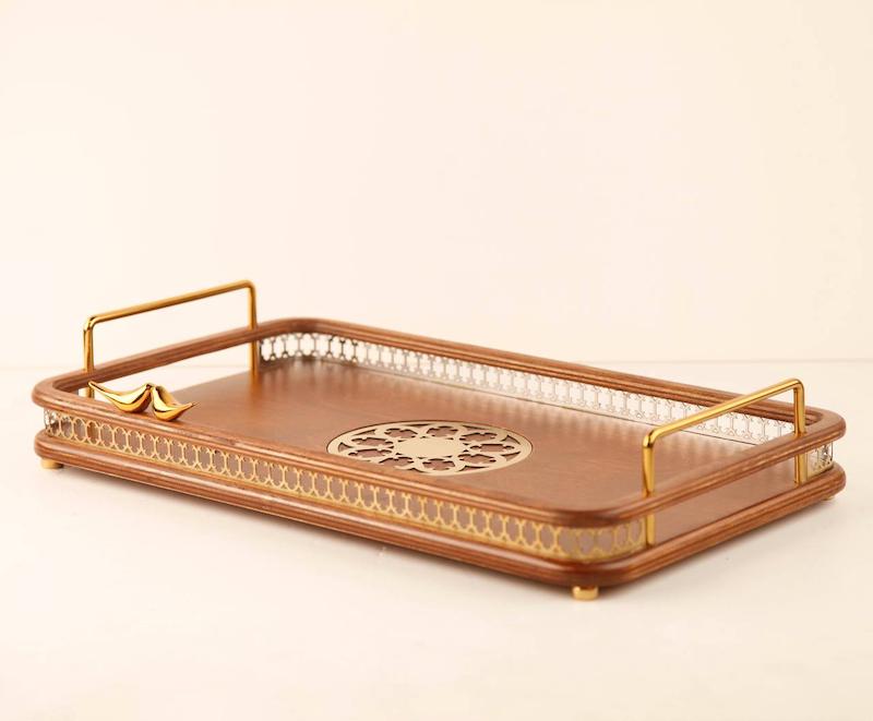 سینی مستطیل بزرگ و متوسط آلما طلائی