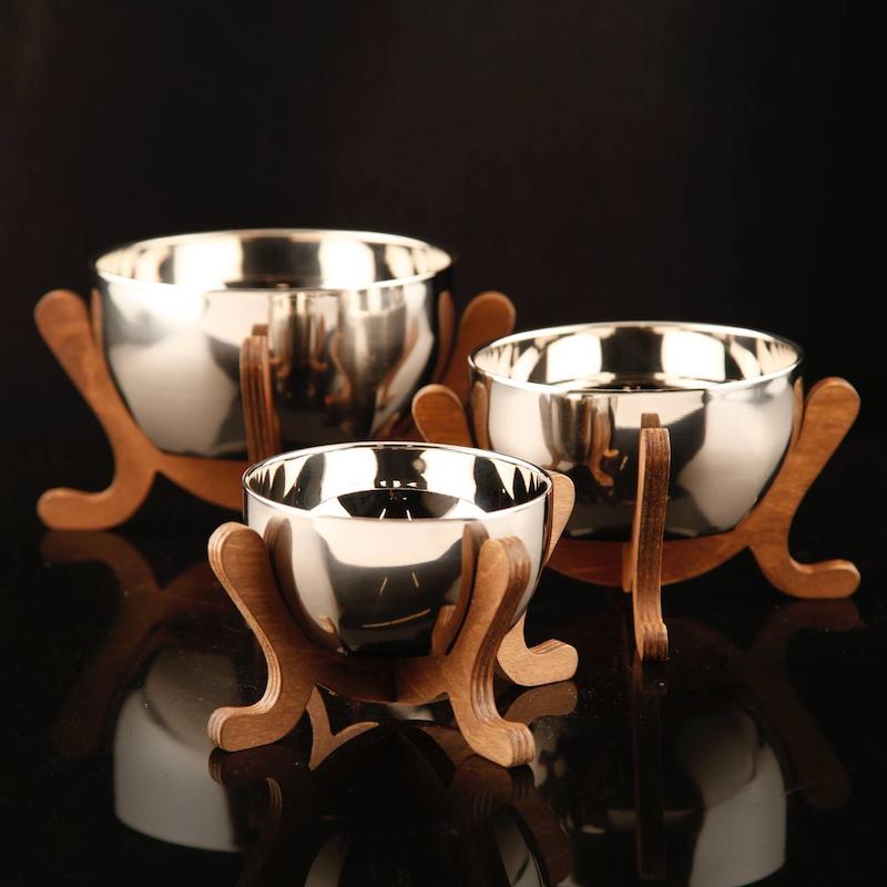 کاسه سه سایز نقره ای مات و براق