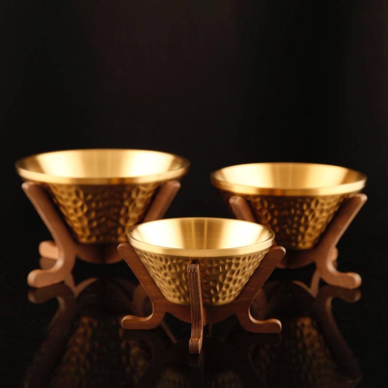 کاسه سه سایز نقره ای و طلائی