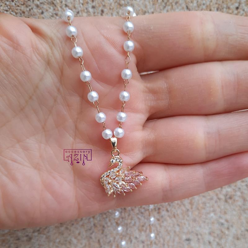 گردنبند مروارید و استیل