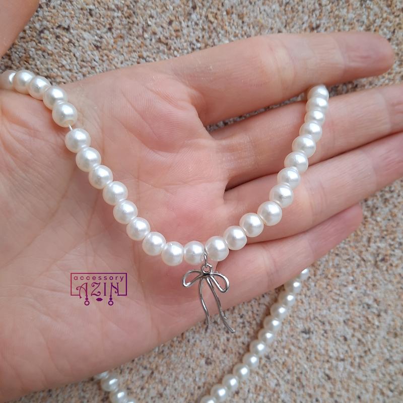 گردنبند مروارید و استیل
