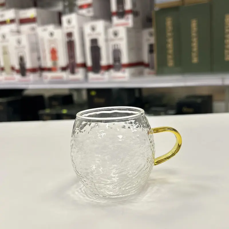 RADA-13 - فنجان پیرکس انتی شوک طرح یخی دسته طلایی