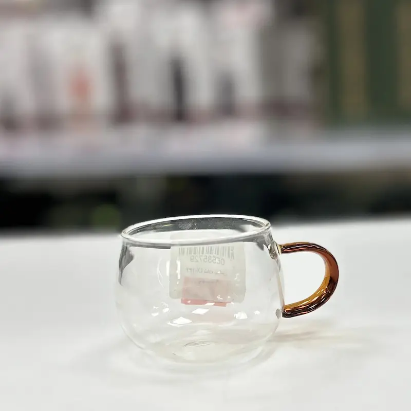 LX-135 - قهوه خوری پیرکس شفاف دسته دار