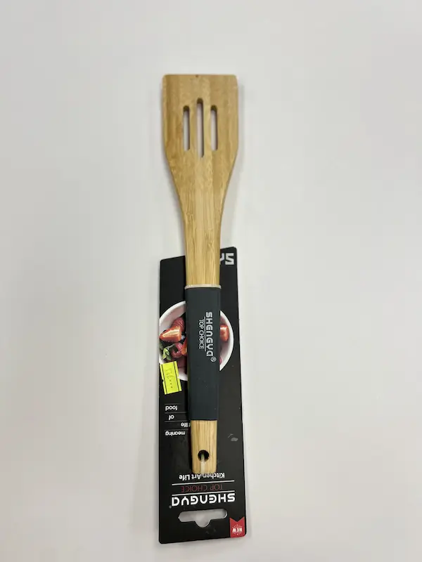 K1089 - کفگیر چوبی جنس بامبو دسته سیلیکونی نسوز