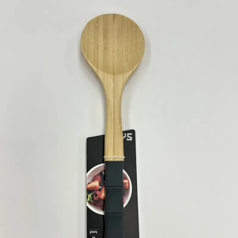 K0389 - کفگیر چوبی جنس بامبو دسته سیلیکونی نسوز