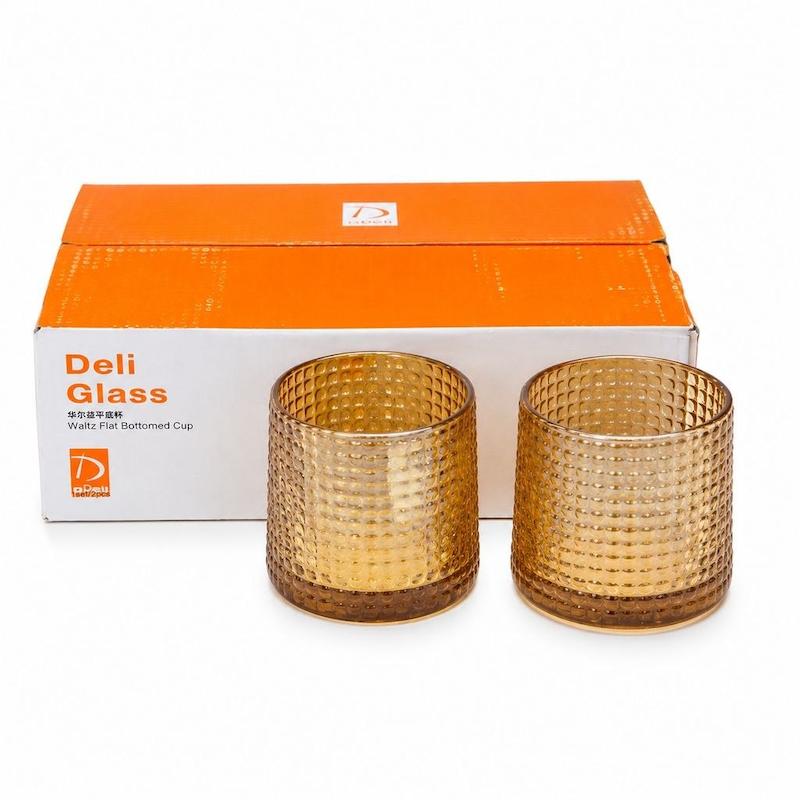 لیوان با طرح برجسته زیبا از برند DELI GLASS