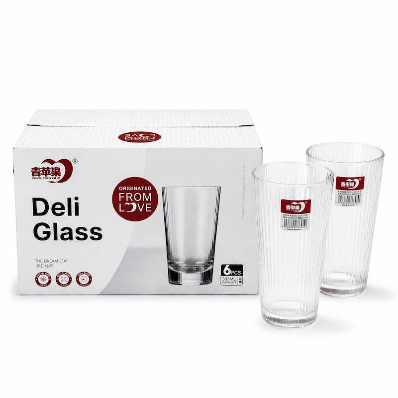 لیوان بلند شیار دار برند DELI GLASS