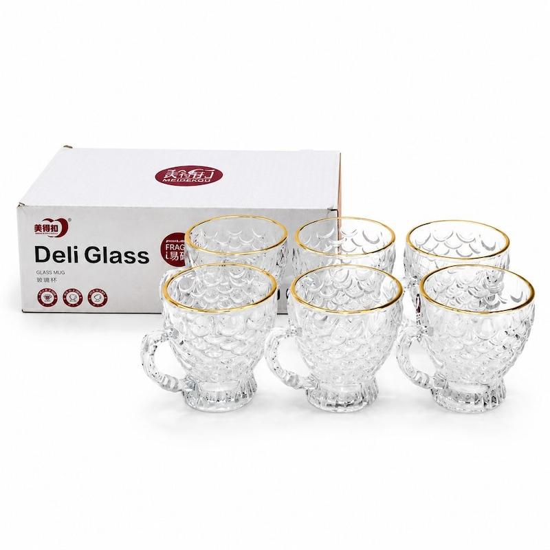 فنجان پولکی لبه طلایی برند DELI GLASS