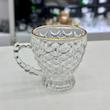 فنجان پولکی لبه طلایی برند DELI GLASS