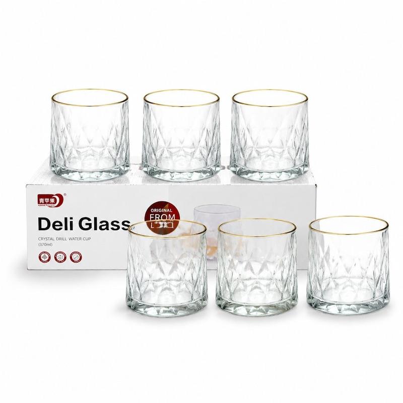 لیوان لوزی لبه طلایی برند DELI GLASS