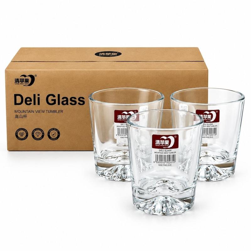 لیوان استوانه ای با طرح کوه در کف کار از برند deli glass