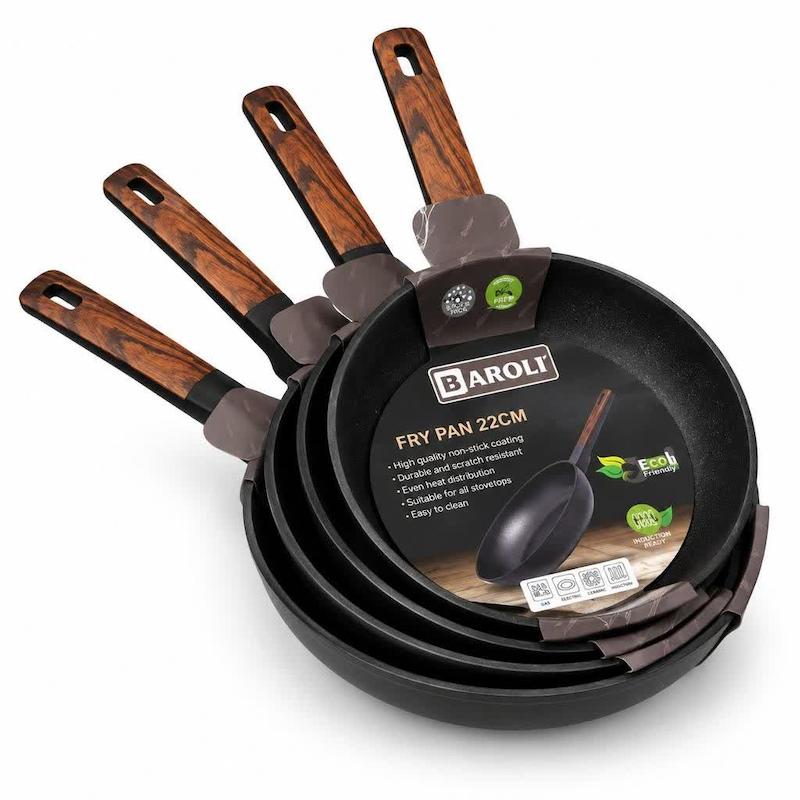 ماهیتابه مشکی با کف شاین طلایی برند BAROLY 