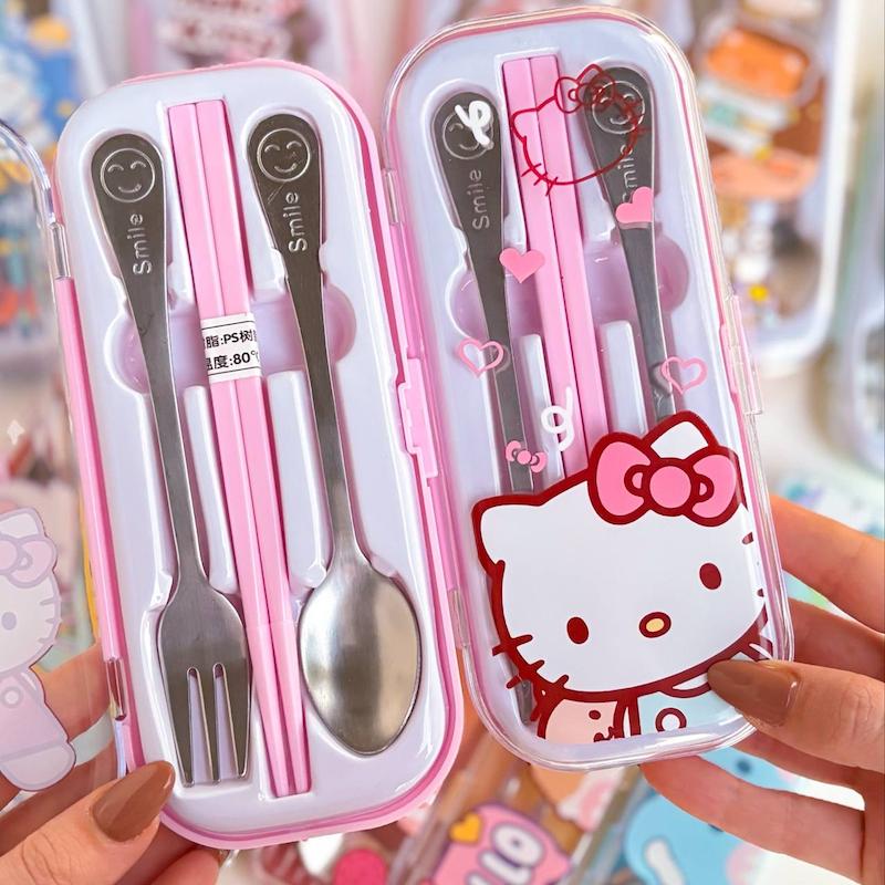 ست قاشق چنگال چاپستیک دار کیتی