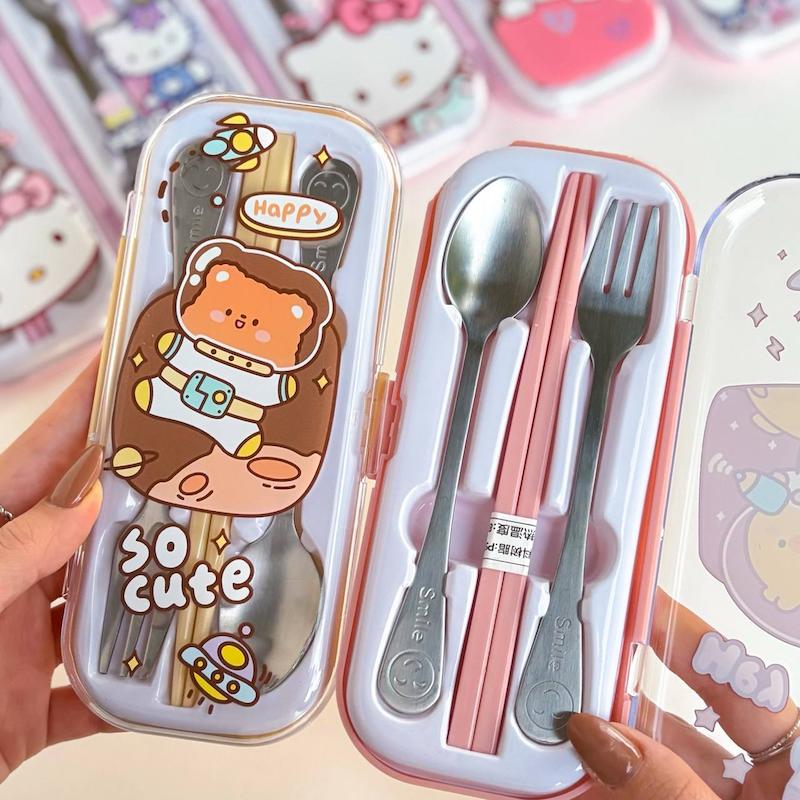 ست قاشق چنگال چاپستیک دار حیوانات