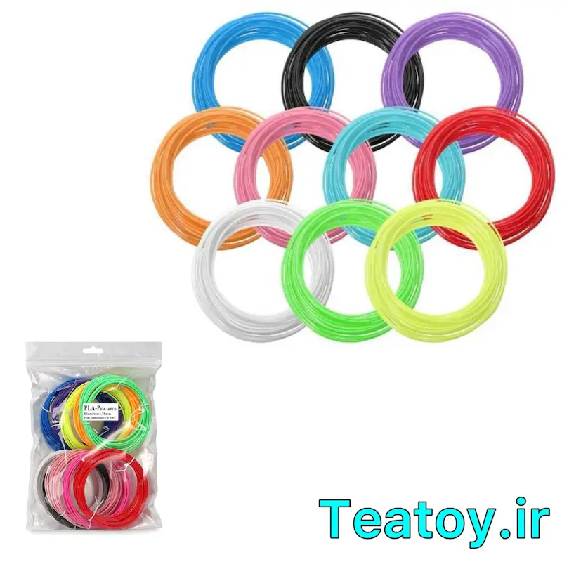 فیلامنت قلم سه‌بعدی ۵ متری  ۱۰ رنگ قطر 1.75mm