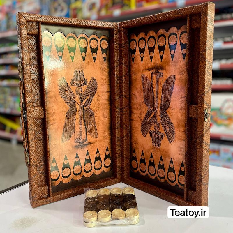تخته نرد روکش چرمی با مهره طرح کوروش بزرگ
