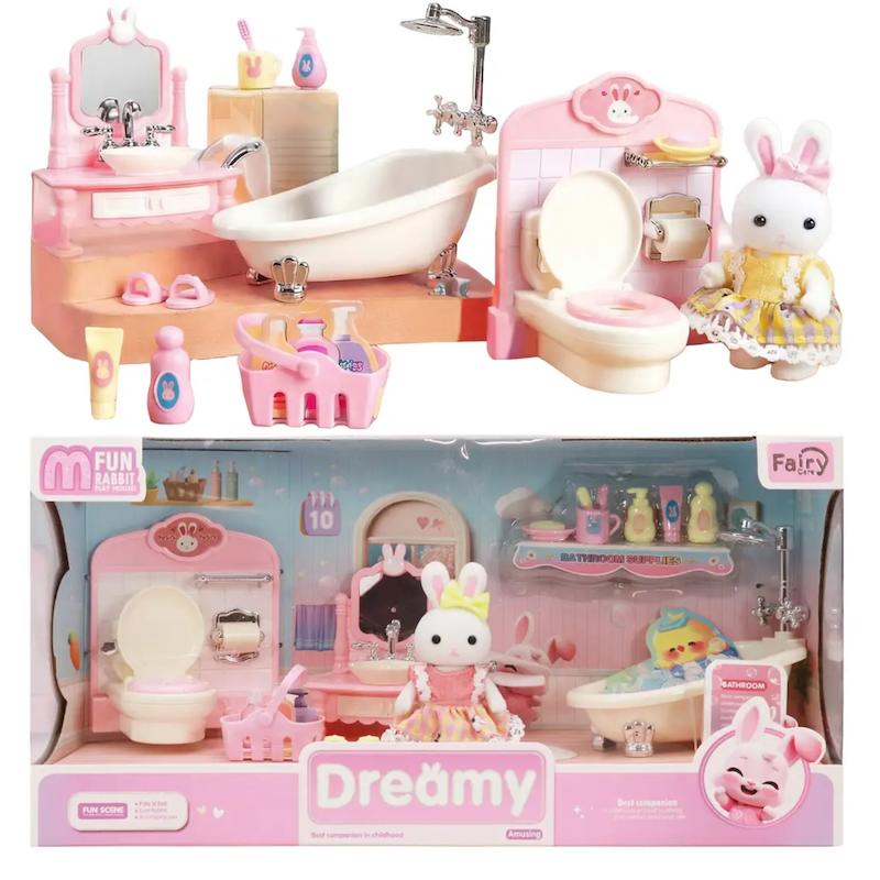  عروسک خرگوشی با ست کامل حمام و وان کد 6620 (سری Dreamy)