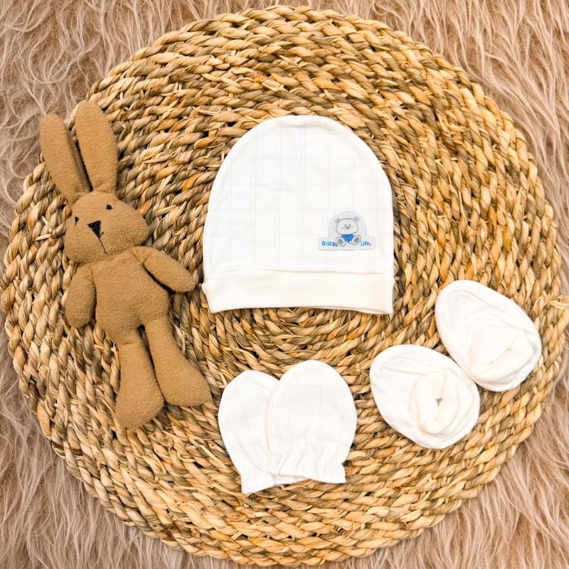 ست کلاه دستکش پاپوش نوزادی بیبی فورلایف baby 4 life
