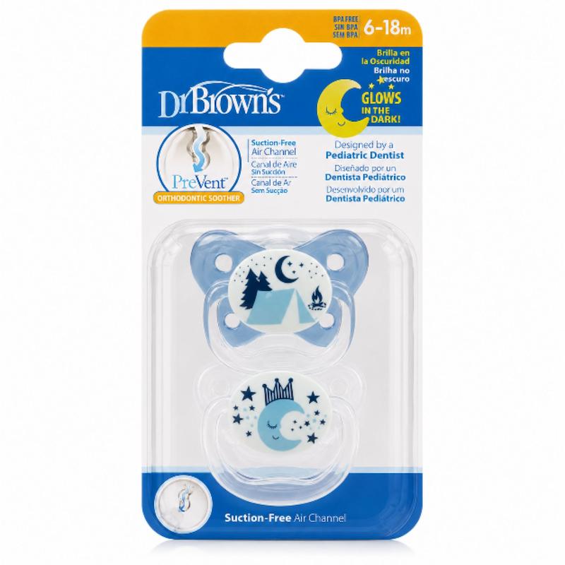 پستانک دو عددی ۶-۱۸ ماه شب تاب دکتر براونز Dr Brown's Glow in the dark 6-18m