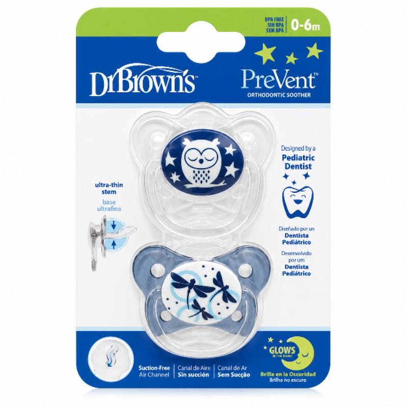 پستانک دو عددی ۰-۶ ماه شب تاب دکتر براونز Dr Brown's Glow in the dark 0-6m