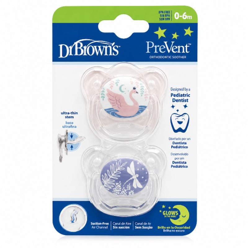 پستانک دو عددی ۰-۶ ماه شب تاب دکتر براونز Dr Brown's Glow in the dark 0-6m