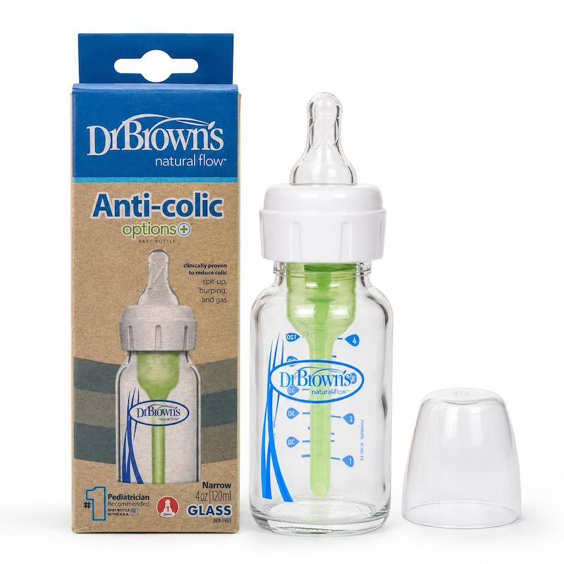 شیشه شیر باریک آپشن پلاس پیرکس دکتر براونز حجم ۱۲۰ میل Dr Brown's Opntion plus 120ml SB41001 اصل 