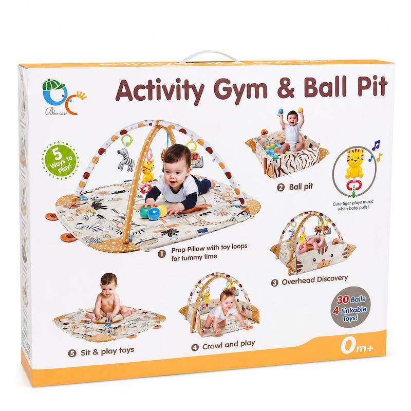 تشک بازی و پلی جیم نوزاد Blue Care مدل Activity Gym & Ball Pit