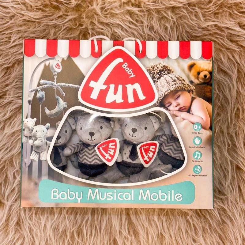 آویز تخت نوزاد موزیکال کوکی طرح تدی بیبی فان Baby Fun