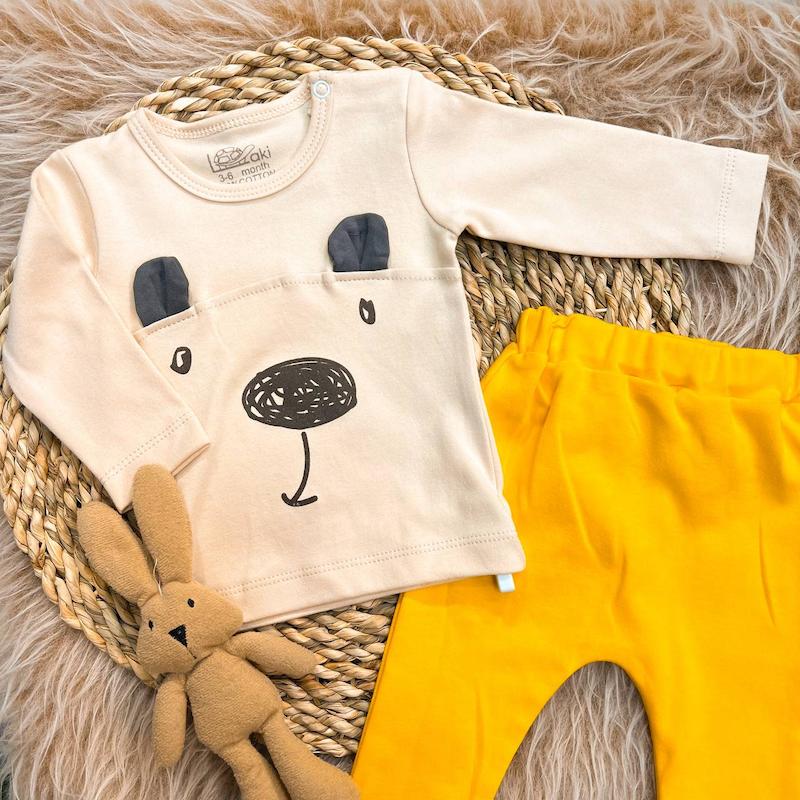 آستین بلند و شلوار لاکی خرس کد ۶۰۴۴