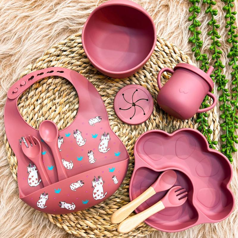 ظرف غذا ۹ تکه سیلیکونی کودک طرح پیشی کد ۳