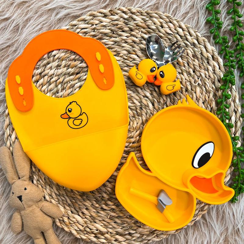 ظرف غذا ۵ تکه سیلیکونی کودک طرح جوجه اردک کد ۴