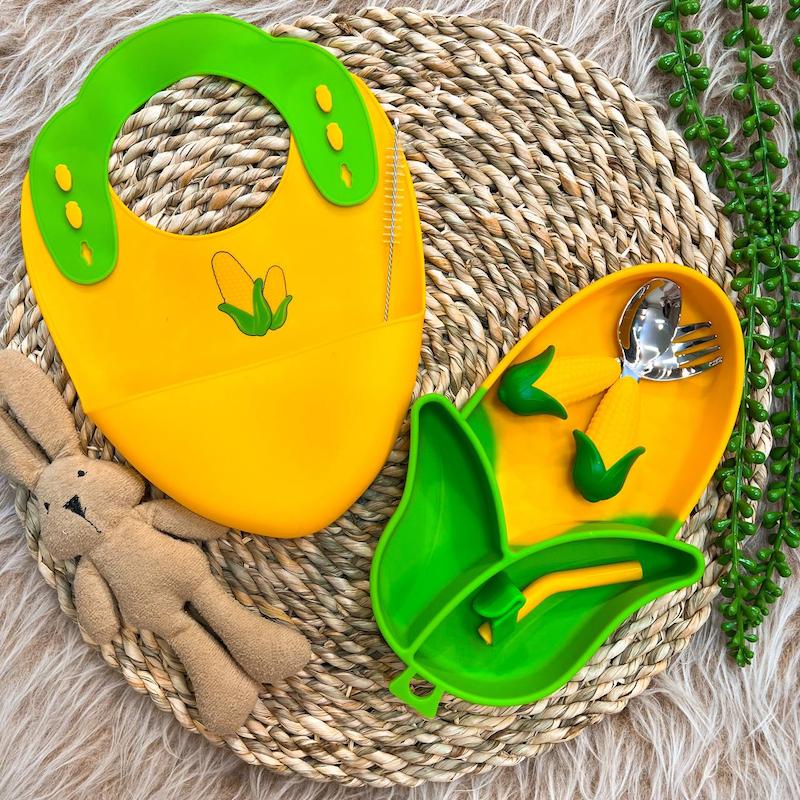 ظرف غذا ۵ تکه سیلیکونی کودک طرح ذرت کد ۵