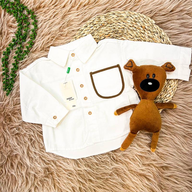 پیراهن وارداتی پسرانه کتان سفید ۲۰۰۶۷