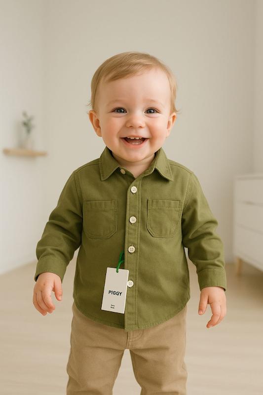 پیراهن وارداتی پسرانه کتان سبز ۲۰۰۷۰