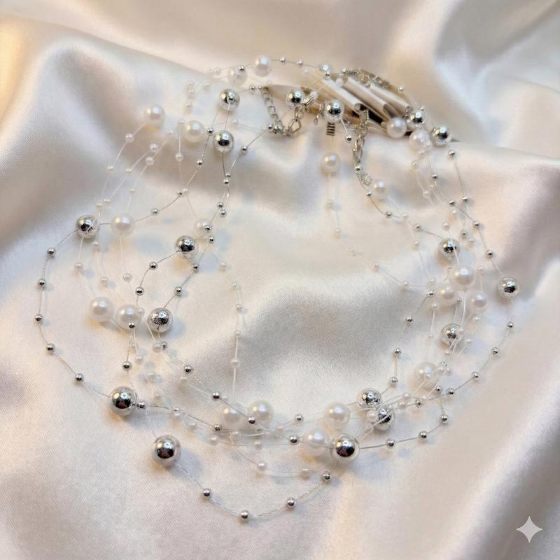گردنبند نامرئی طرح «مروارید معلق» (Illusion Necklace) | مینیمال و اقتصادی