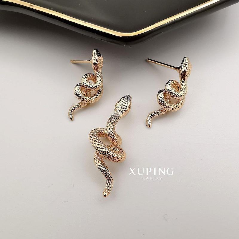 نیم‌ست زنانه طلایی طرح مار پیچ‌خورده – برند Xuping