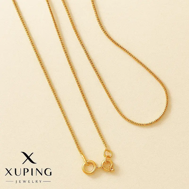 زنجیر استیل زنانه طلایی مدل ونیزی و باکس چین (Box Chain) – Xuping