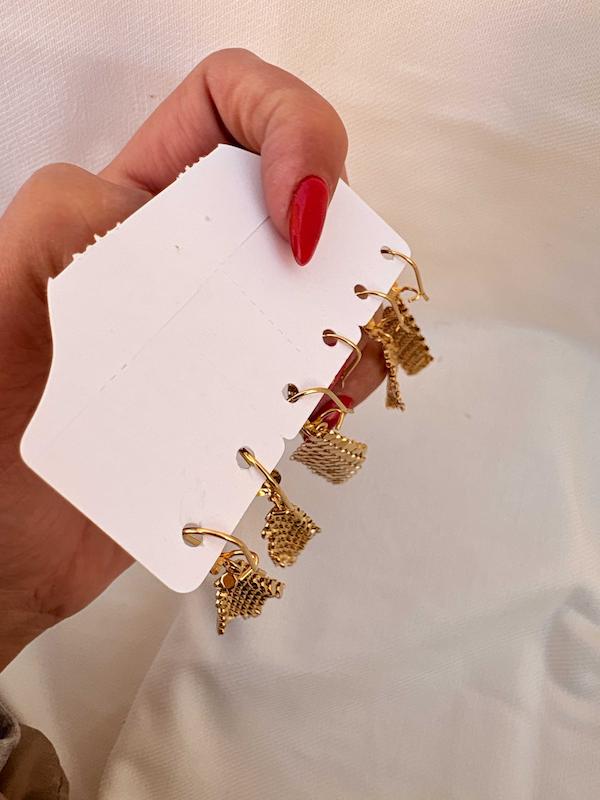 گوشواره سنگ فرشی استیل طلایی