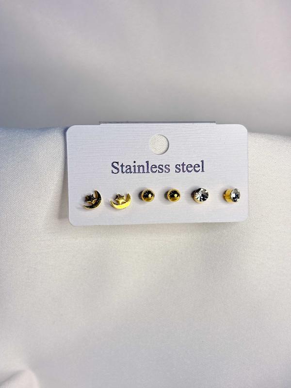 پک گوشواره استیل طلایی کد 06