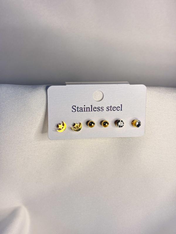 پک گوشواره استیل طلایی کد 06