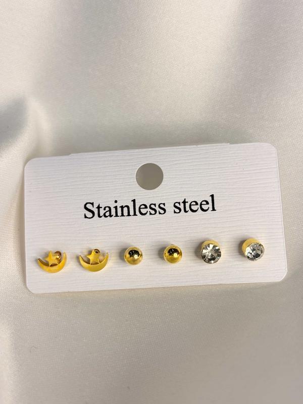 پک گوشواره استیل طلایی کد 06